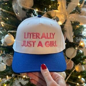 Literally Just A Girl Blue and White Kids Cap